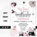 pink spooktacular birthday party invitation for girls
